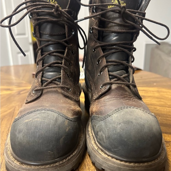 Chippewa Dark Brown Leather Work Boots - Picture 1 of 6